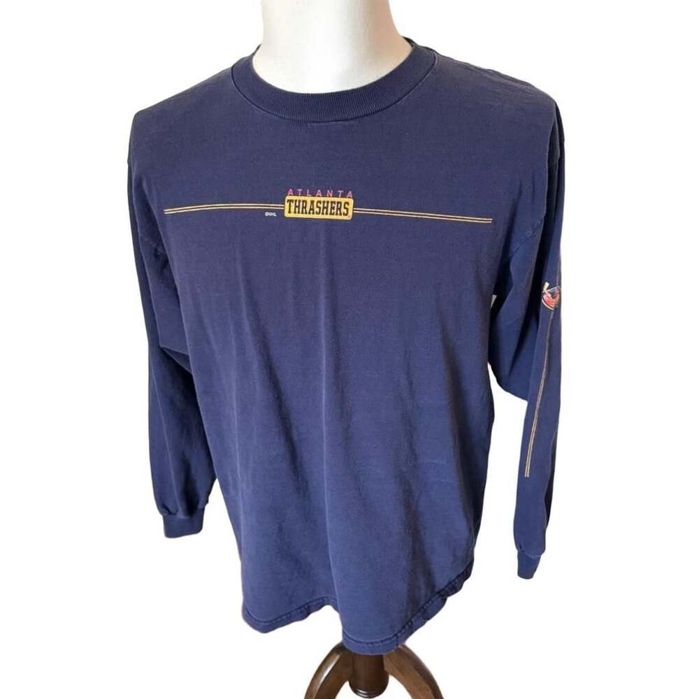Delta Atlanta Thrashers Long Sleeve T-Shirt Size L Navy NHL Vintage